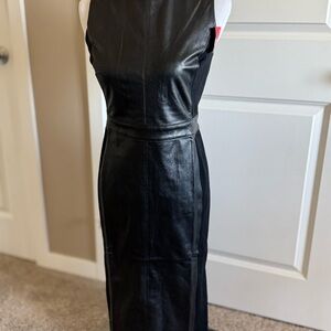 SPANX Black Midi Faux Leather Dress, S